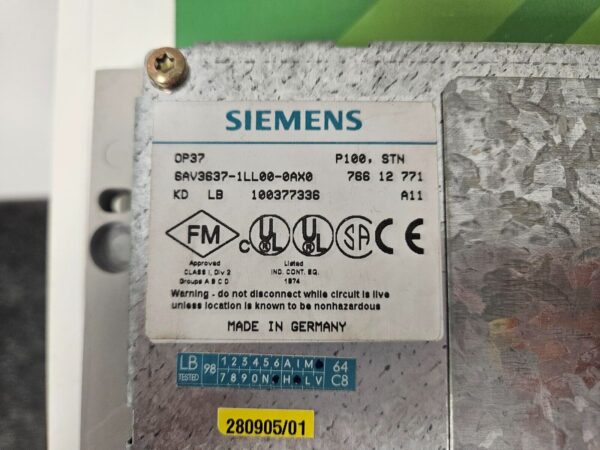 SIEMENS 6AV3637-1LL00-0AX0 Panel Generalüberholt