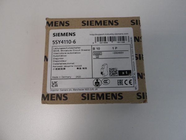 Neu Siemens Leitungschutzschalter 5SY4110 6 314871722925 2
