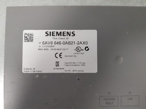 Siemens SIMATIC Thin Client 15 Touch 6AV6646 0AB21 2AX0 generalueberholt 314994140889 4